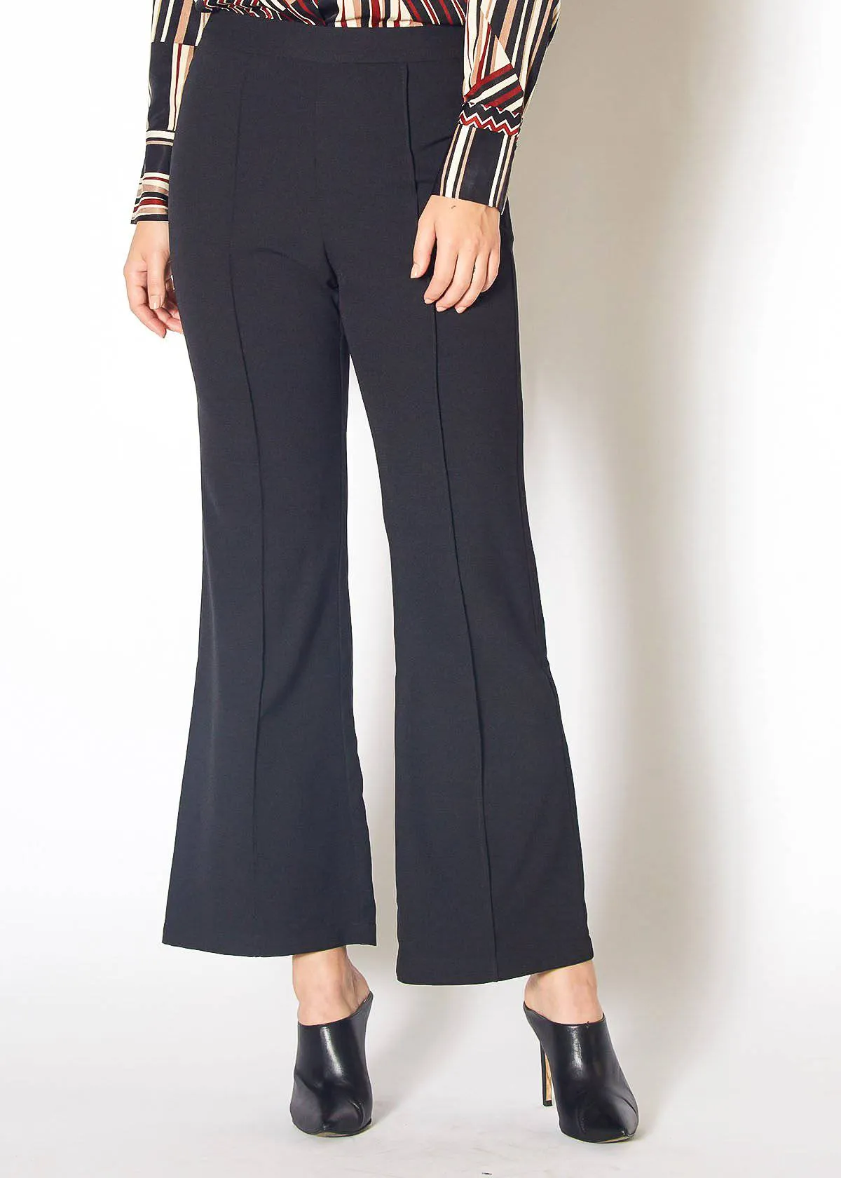 Women's High Waist Flared Pants in Black