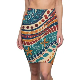 Womens Pencil Skirt - Tropical Floral Pattern 61374