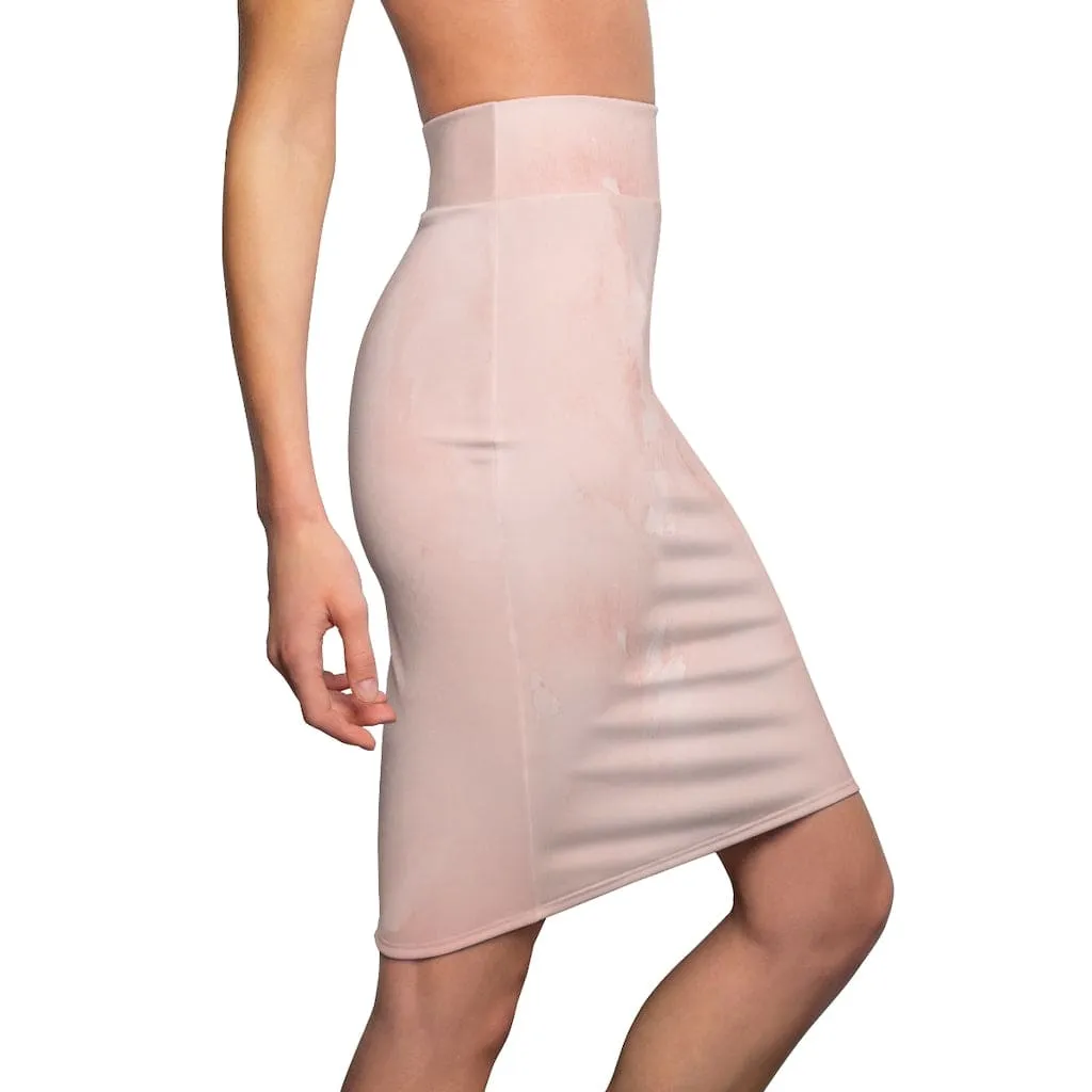 Womens Skirt - Peach Marble High Waist Pencil Skirt - S31881