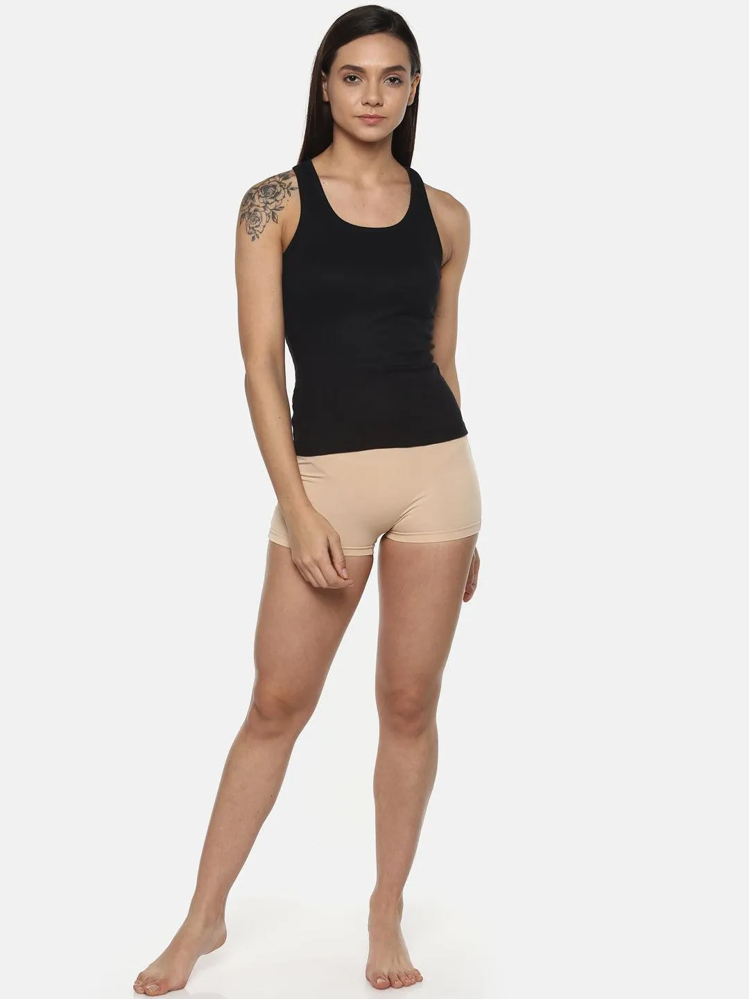 Women's Solid Pure Cotton Camisole with Racerback Style | SARA-BLK-1 |