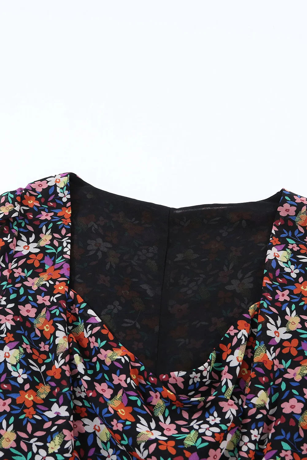 Wrapped V Neckline Floral Dresses