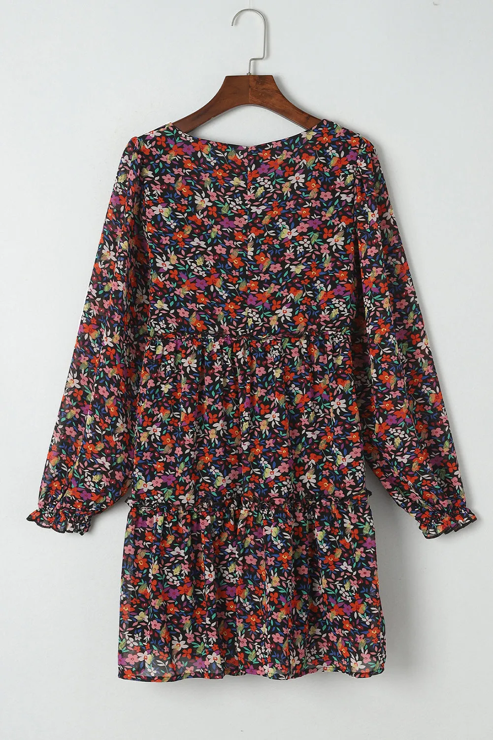 Wrapped V Neckline Floral Dresses