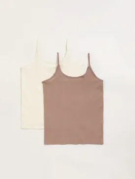 Wunderlove Off-White Cotton Blend Camisoles - Pack of 2