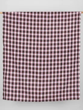 Yarn Dyed Plaid Irish Linen Suiting Deadstock - Brown   Red   White - Swatch